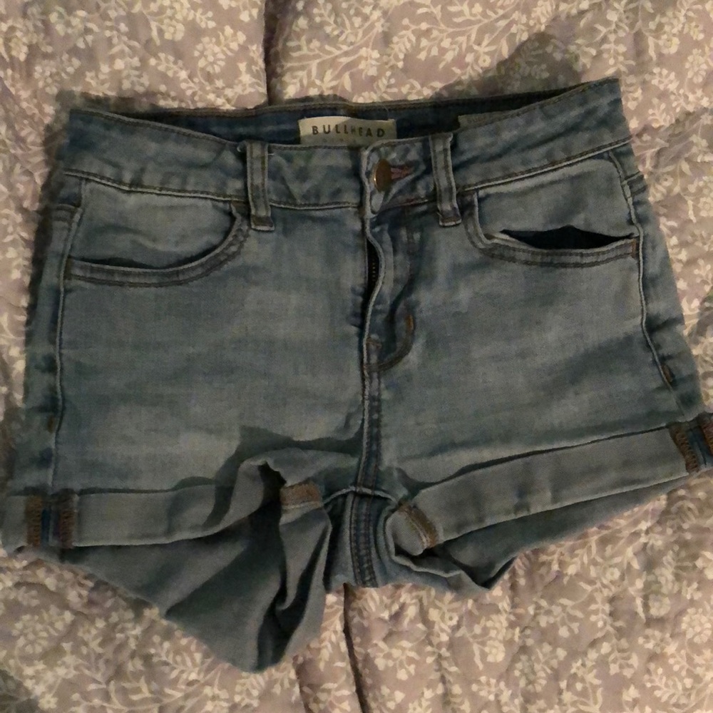 Jean shorts.